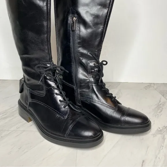 New! Vince Camuto Sirdola Black Leather Tall Boot 8 1/2 M