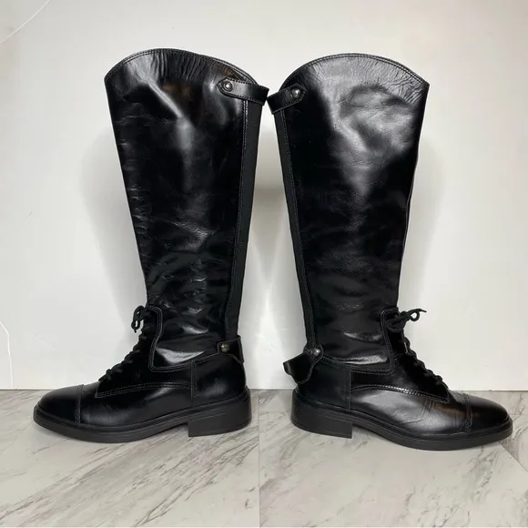 New! Vince Camuto Sirdola Black Leather Tall Boot 8 1/2 M