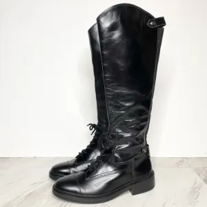 New! Vince Camuto Sirdola Black Leather Tall Boot 8 1/2 M