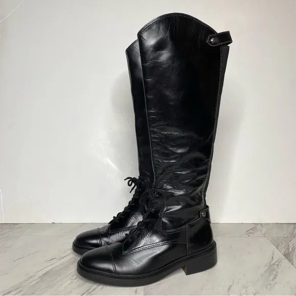 New! Vince Camuto Sirdola Black Leather Tall Boot 8 1/2 M