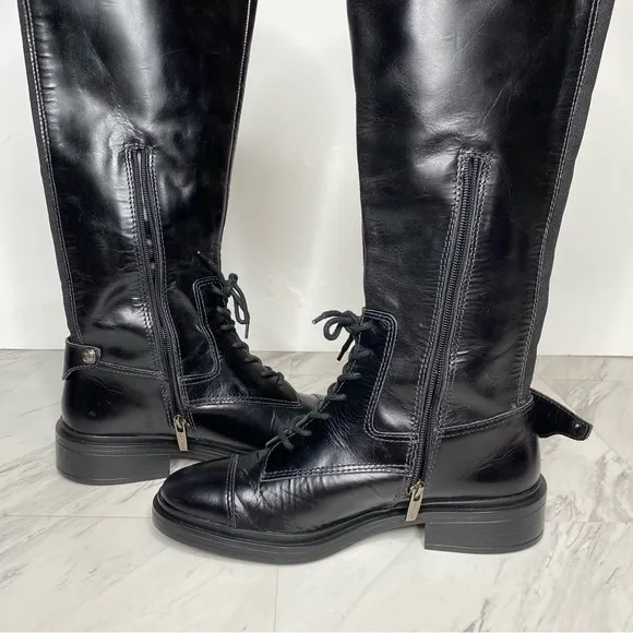 New! Vince Camuto Sirdola Black Leather Tall Boot 8 1/2 M