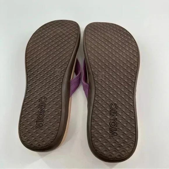 New Vionic Patty womens sandals size 10 42 purple canvas thong flip flops