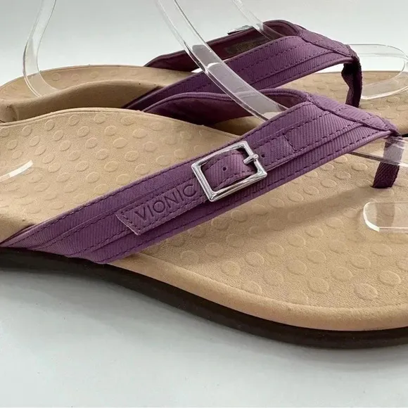 New Vionic Patty womens sandals size 10 42 purple canvas thong flip flops