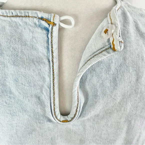 New We Wore What Matching Set Denim Cut Out Waist Mini Skirt &amp; Crop Top Size M