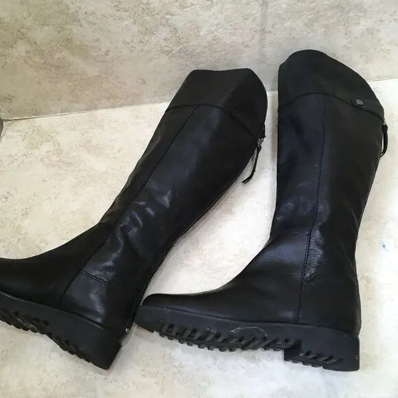 NEW WITHOUT TAGS FRANCO SARTO COSMINA TALL RIDING BOOTS IN BLACK LEATHER