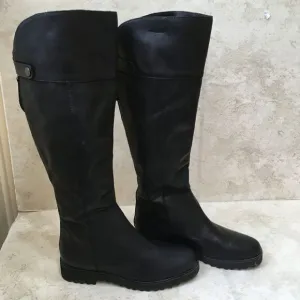 NEW WITHOUT TAGS FRANCO SARTO COSMINA TALL RIDING BOOTS IN BLACK LEATHER
