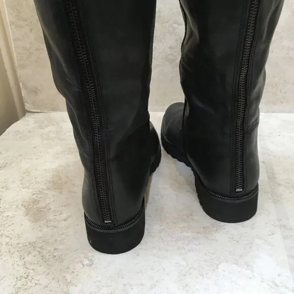 NEW WITHOUT TAGS FRANCO SARTO COSMINA TALL RIDING BOOTS IN BLACK LEATHER