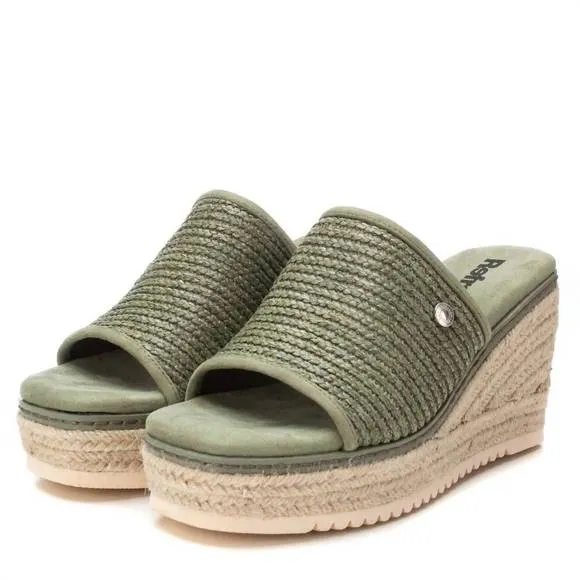NEW XTI women's wedge sandals in dark green