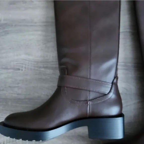 NEW ZARA TALL BAKER BOOTS BROWN COLOR SIZE 36 EU
