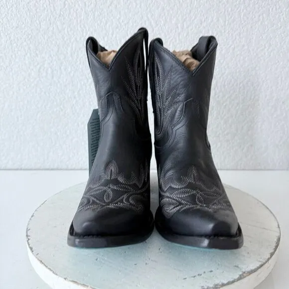 NEW Lane LEXINGTON Womens Cowboy Bootie 9.5 Black Leather Western Cowgirl Boots
