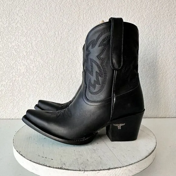 NEW Lane SMOKESHOW Womens Cowboy Bootie 6.5 Black Leather Western Cowgirl Boots