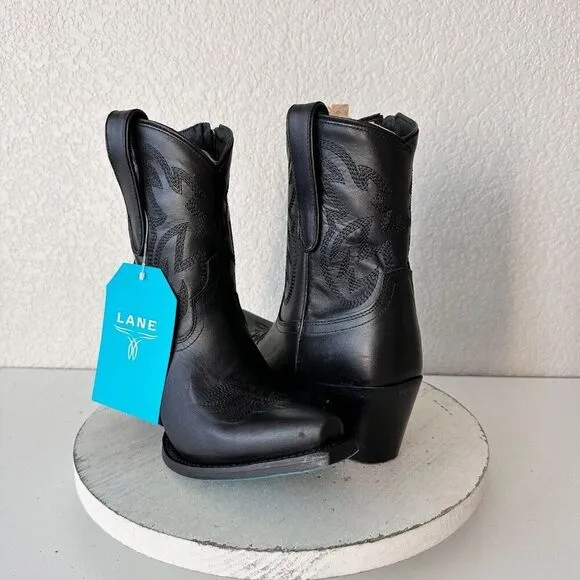 NEW Lane SMOKESHOW Womens Cowboy Bootie 6.5 Black Leather Western Cowgirl Boots