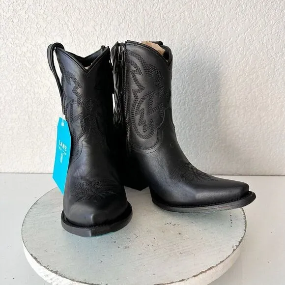 NEW Lane SMOKESHOW Womens Cowboy Bootie 6.5 Black Leather Western Cowgirl Boots