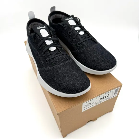 NIB NWT New Allbirds Men's SuperLight Wool Runner Size 12 Shoes Natural Black