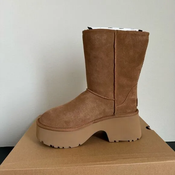 NIB NWT UGG Classic New Heights Short Women’s Sterling Boots Size 9 Chestnut