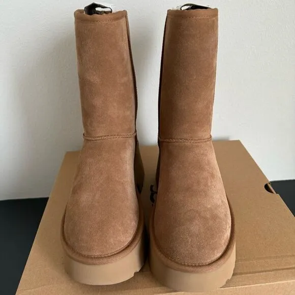 NIB NWT UGG Classic New Heights Short Women’s Sterling Boots Size 9 Chestnut