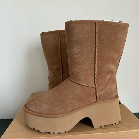 NIB NWT UGG Classic New Heights Short Women’s Sterling Boots Size 9 Chestnut