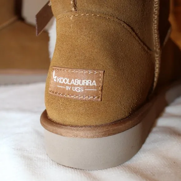 NIB UGG KOOLABURRA GIRL'S CLASSIC SHORT SUEDE FUR LINED‎ WINTER BOOTS CHESTNUT