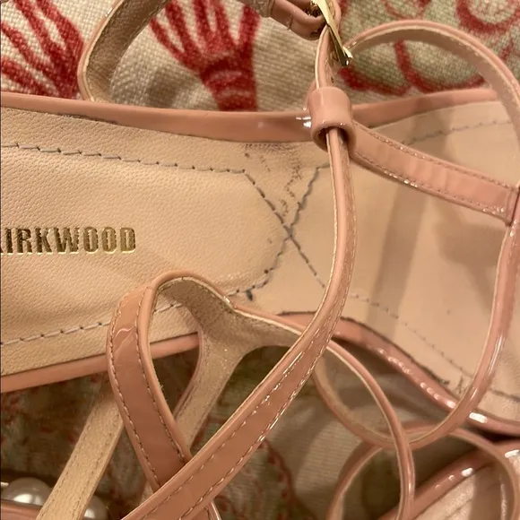 Nicholas Kirkwood Casati Praline Nude Sandals with Ankle Straps Faux Pearl Heel