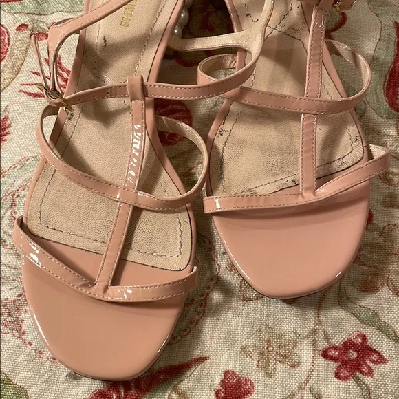 Nicholas Kirkwood Casati Praline Nude Sandals with Ankle Straps Faux Pearl Heel