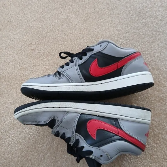 Nike Air Jordan 1 Low Women's Size 5.5 Shoes Cement Red Leather Sneakers FL