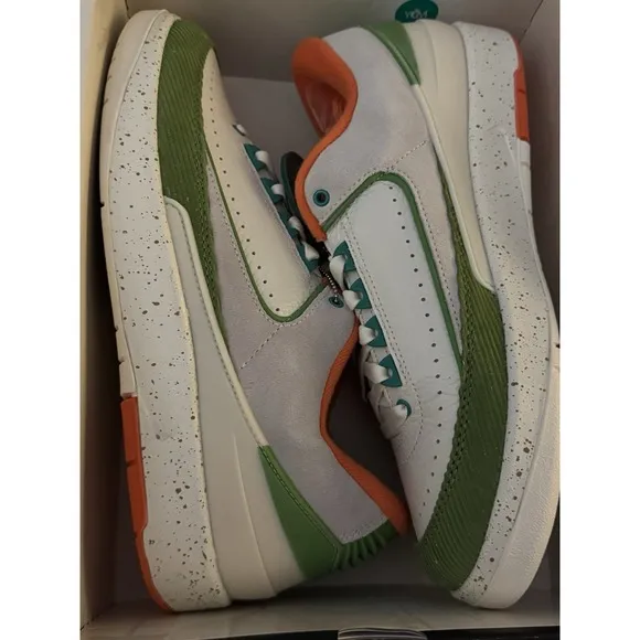 Nike Air Jordan 2 Retro Low Green Orange Women Size 10 DV6206-183 New