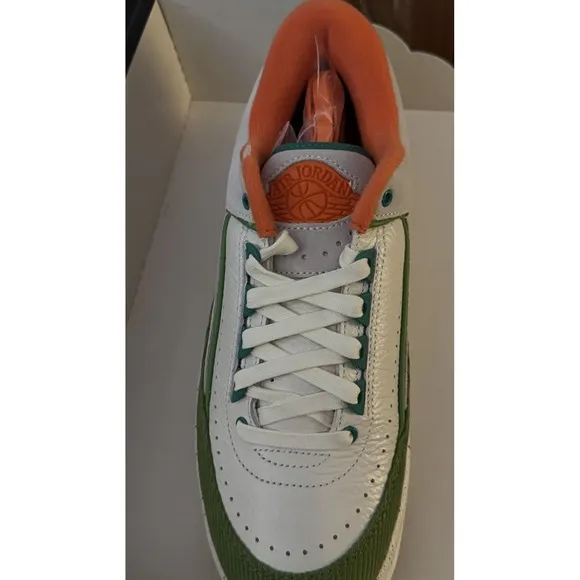 Nike Air Jordan 2 Retro Low Green Orange Women Size 10 DV6206-183 New