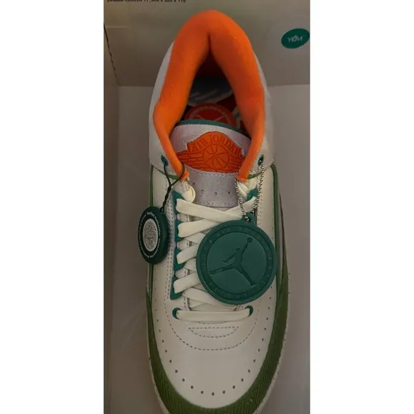 Nike Air Jordan 2 Retro Low Green Orange Women Size 10 DV6206-183 New
