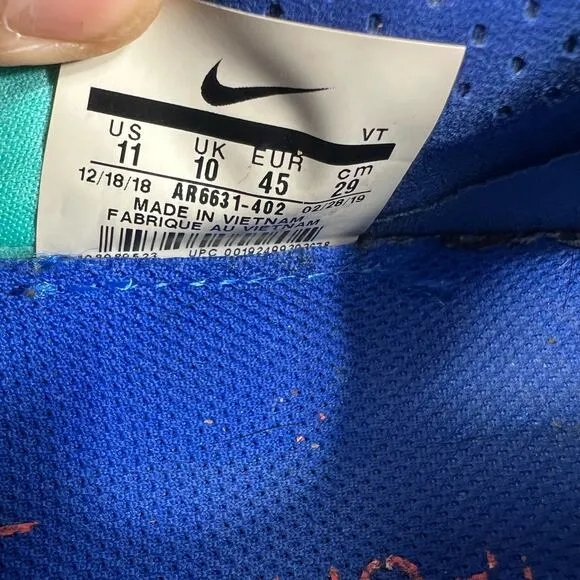 Nike Air Vapormax 2019 Racer Blue Bright Crimson AR6631 402 Men's Size 11‎