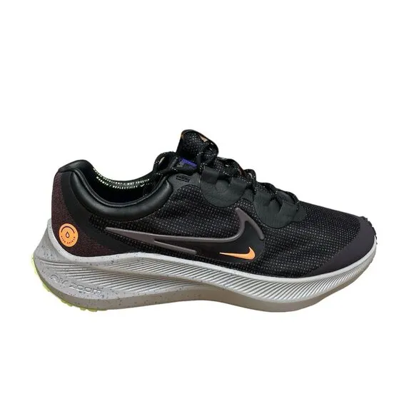 NIKE AIR ZOOM WINFLO 8 SHIELD RUNNING SHOES WOMENS SIZE 11 BLACK VIOLET ORANGE