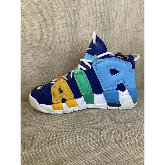 Nike Boys Air More Uptempo FJ0693-455 Blue Basketball Shoes Sneakers Size 6Y
