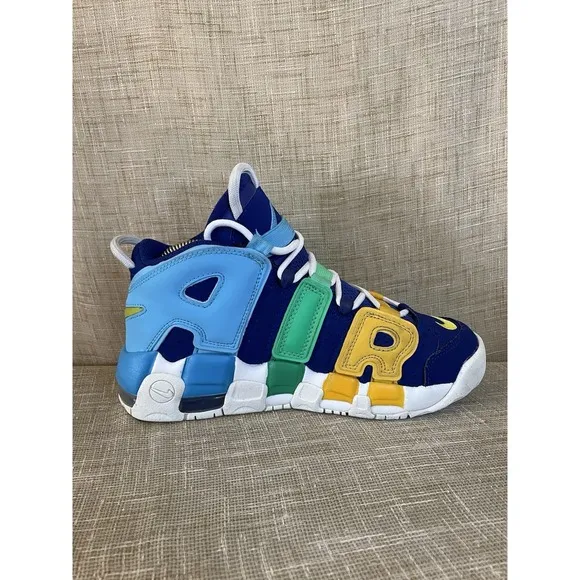 Nike Boys Air More Uptempo FJ0693-455 Blue Basketball Shoes Sneakers Size 6Y