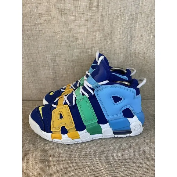 Nike Boys Air More Uptempo FJ0693-455 Blue Basketball Shoes Sneakers Size 6Y