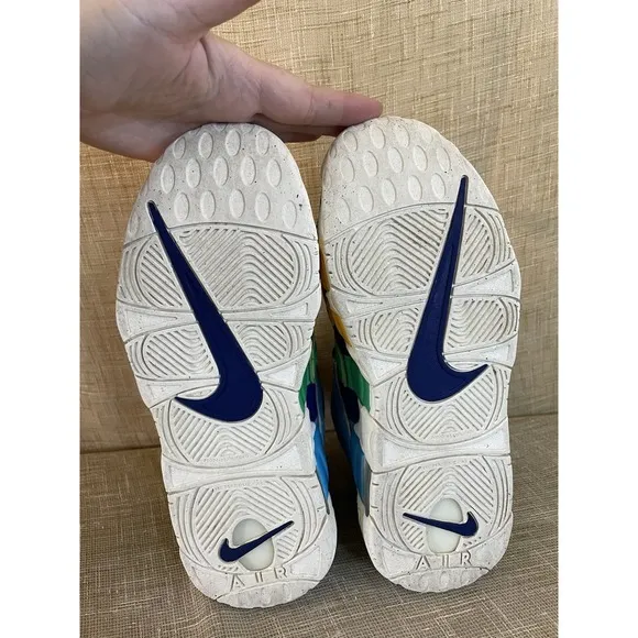 Nike Boys Air More Uptempo FJ0693-455 Blue Basketball Shoes Sneakers Size 6Y