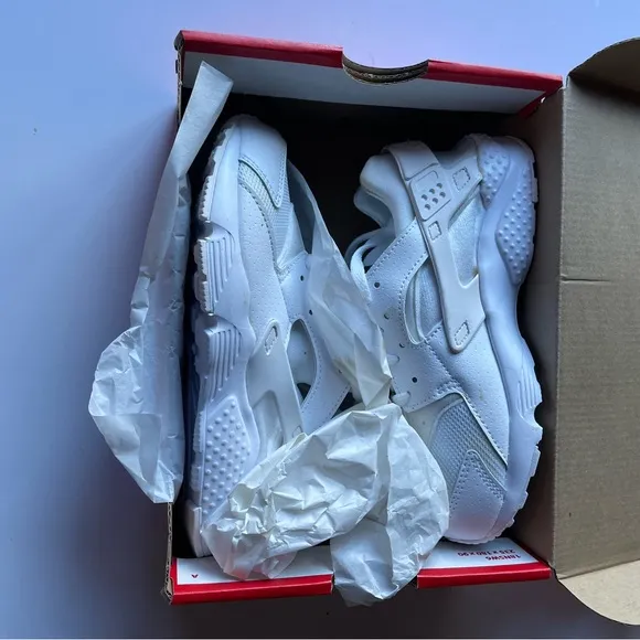 Nike Huarache Run Unisex Kid's Shoes Sneakers White Pure platinum size 1…
