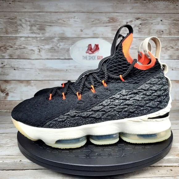 Nike LeBron 15 Youth Size 7Y &quot;Bright Crimson&quot; Black Athletic Basketball Shoes