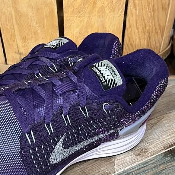 Nike Lunarglide 7 Flash Purple Silver H2O Repel Running Shoes Womens Size 7