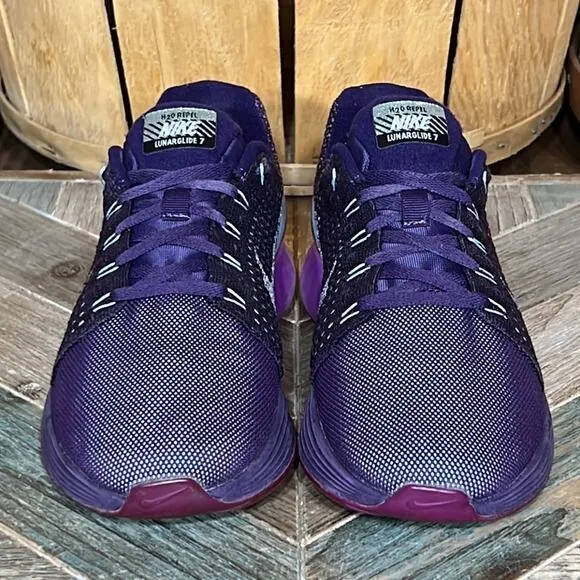 Nike Lunarglide 7 Flash Purple Silver H2O Repel Running Shoes Womens Size 7