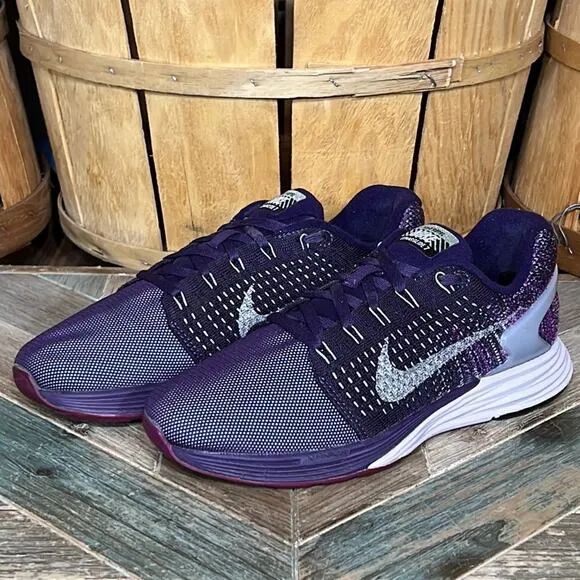 Nike Lunarglide 7 Flash Purple Silver H2O Repel Running Shoes Womens Size 7