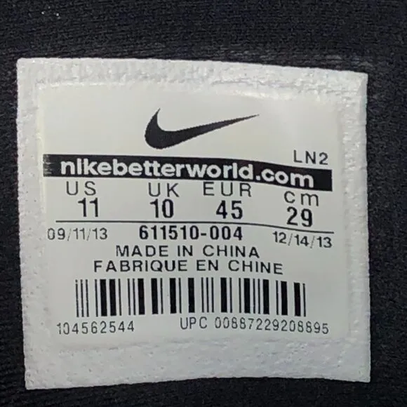 Nike Men's Size 11 Fi Impact Black Metallic Silver Grey Golf Sneakers 611510-004