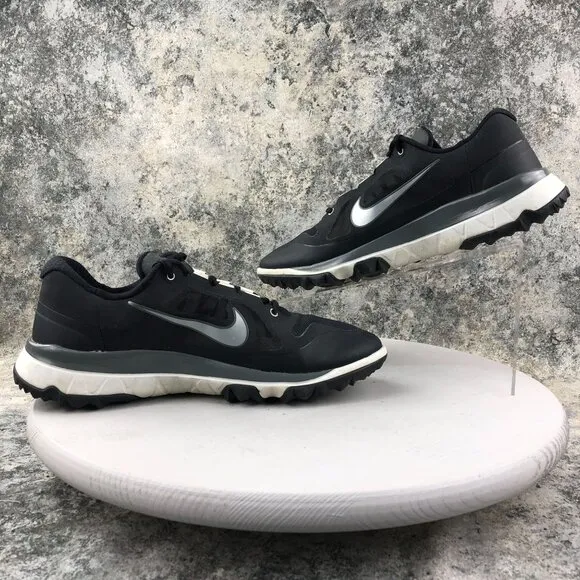 Nike Men's Size 11 Fi Impact Black Metallic Silver Grey Golf Sneakers 611510-004