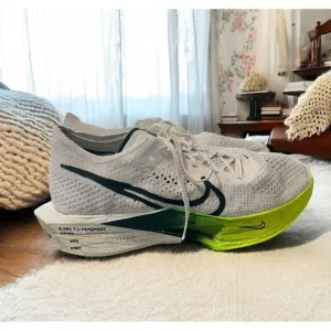 Nike Men's ZoomX Vaporfly 3 Flyknit Running Shoes White &amp; Neon Yellow Size 11.5