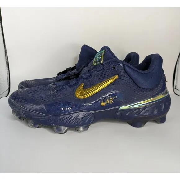 Nike Navy Alpha Huarache Elite 4 Low Jackie Robinson Day Molded Cleats Size 11