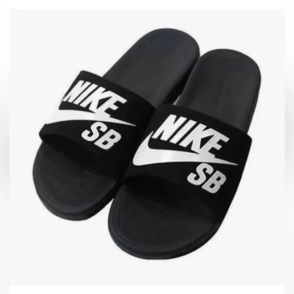 NIKE SB BENASSI SOLARSOFT SLIDESJDI BLACK WHITE SOLAR SOFT SLIDE FLIP FLOP