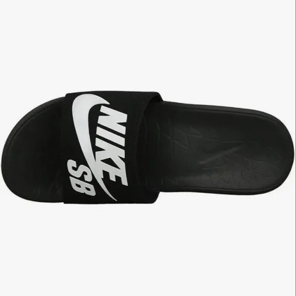 NIKE SB BENASSI SOLARSOFT SLIDESJDI BLACK WHITE SOLAR SOFT SLIDE FLIP FLOP