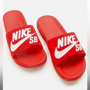 NIKE SB BENASSI SOLARSOFT SLIDESJDI RED WHITE SOLAR SOFT SLIDE FLIP FLOP