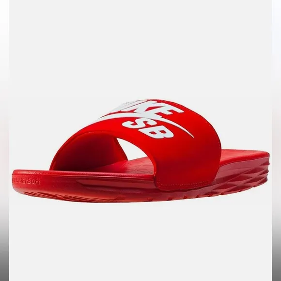 NIKE SB BENASSI SOLARSOFT SLIDESJDI RED WHITE SOLAR SOFT SLIDE FLIP FLOP