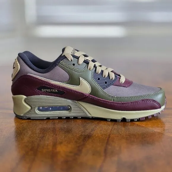 Nike Air Max 90 Gore-Tex Shoes Women's 7.5 Medium Olive Green Maroon FD5810-200