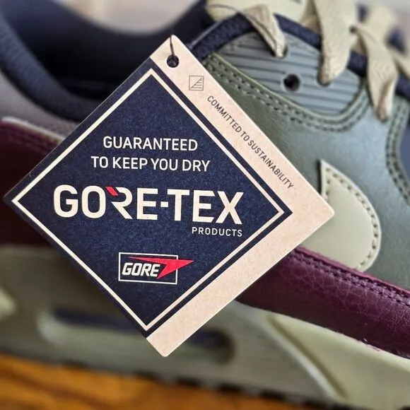 Nike Air Max 90 Gore-Tex Shoes Women's 7.5 Medium Olive Green Maroon FD5810-200