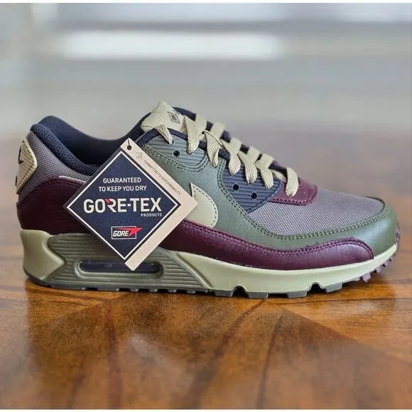 Nike Air Max 90 Gore-Tex Shoes Women's 7.5 Medium Olive Green Maroon FD5810-200
